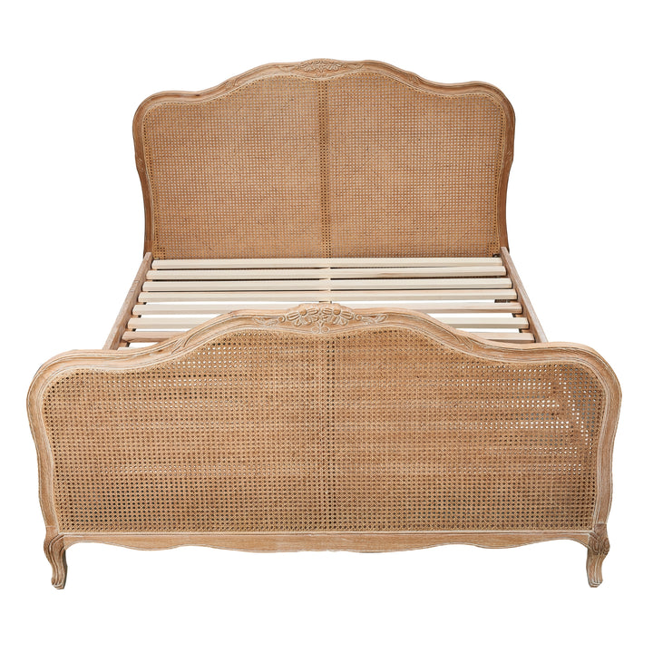 French Provincial Style King Bed with Rattan Footboard