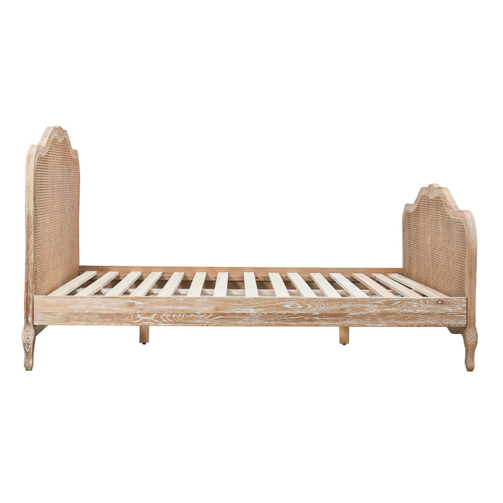 French Provincial Style King Bed with Rattan Footboard