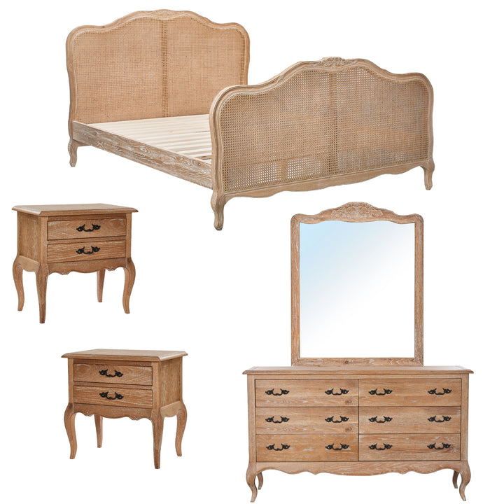 Bali 5-Piece King Bed Suite - Rattan Bedroom Furniture Set in Oak Finish