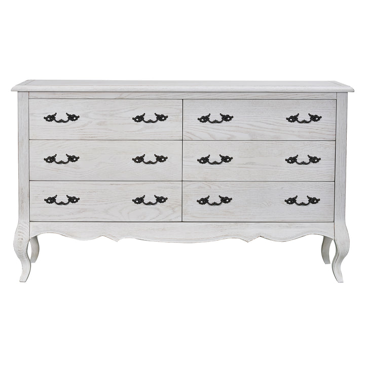 Alice Dresser 6 Chest of Drawers Storage Cabinet Distressed White