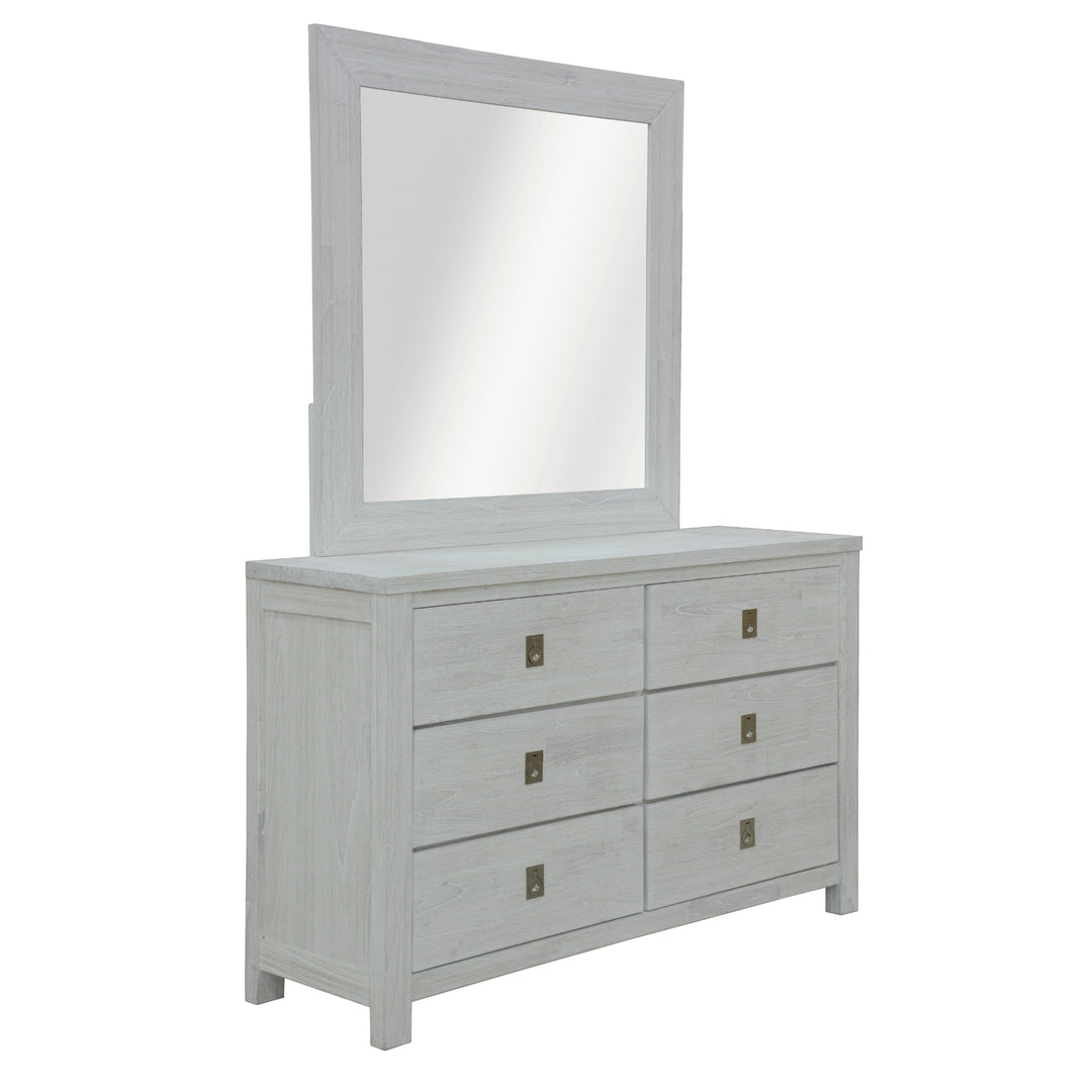 Double Bed, Dresser-Mirror Suite Coastal Style White Wash