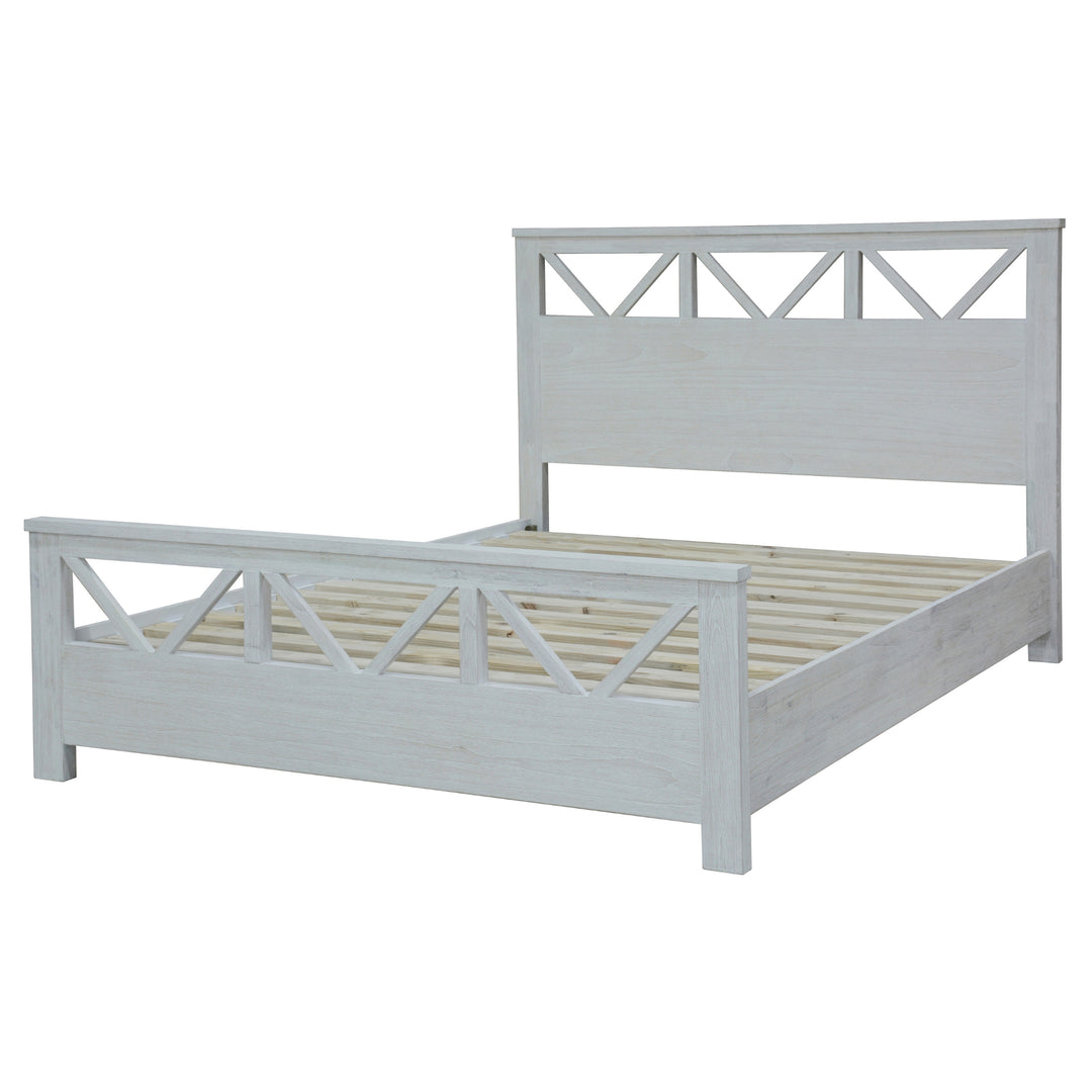 Queen Bed, Dresser-Mirror Suite Coastal Style White Wash