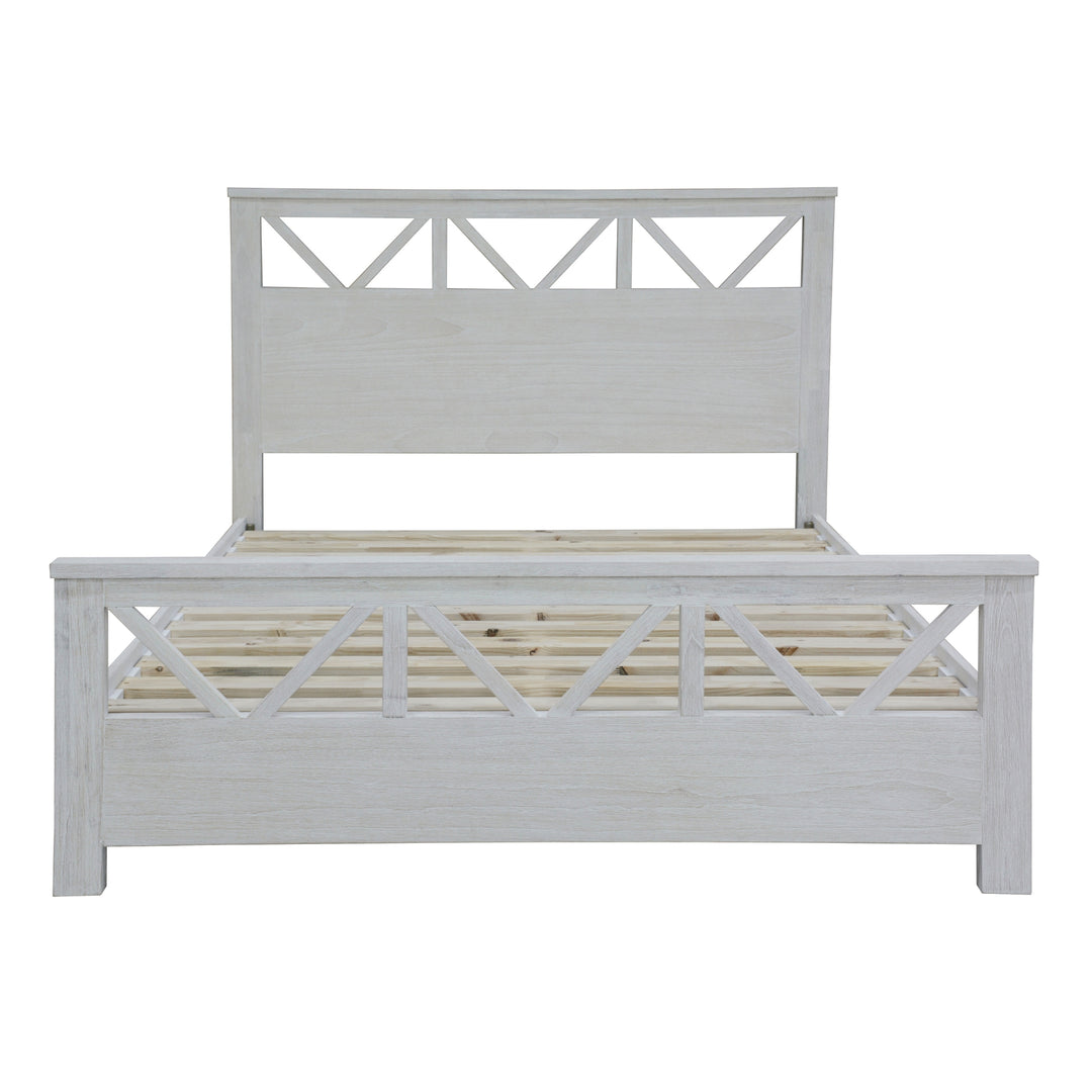 Queen Bed, Dresser-Mirror Suite Coastal Style White Wash