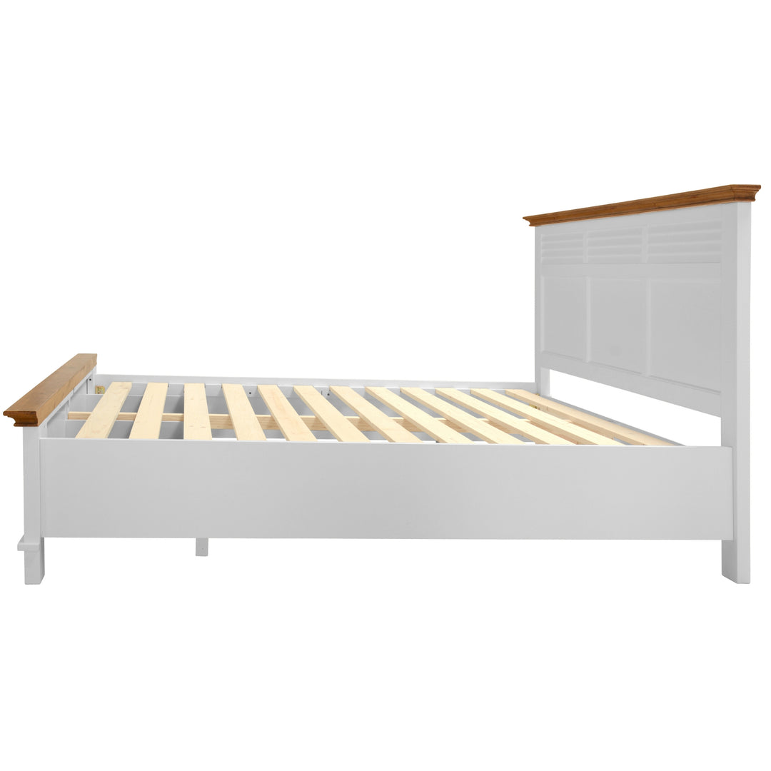 Hampton Style King Bed with 2 Drawers - Solid Pine Wood