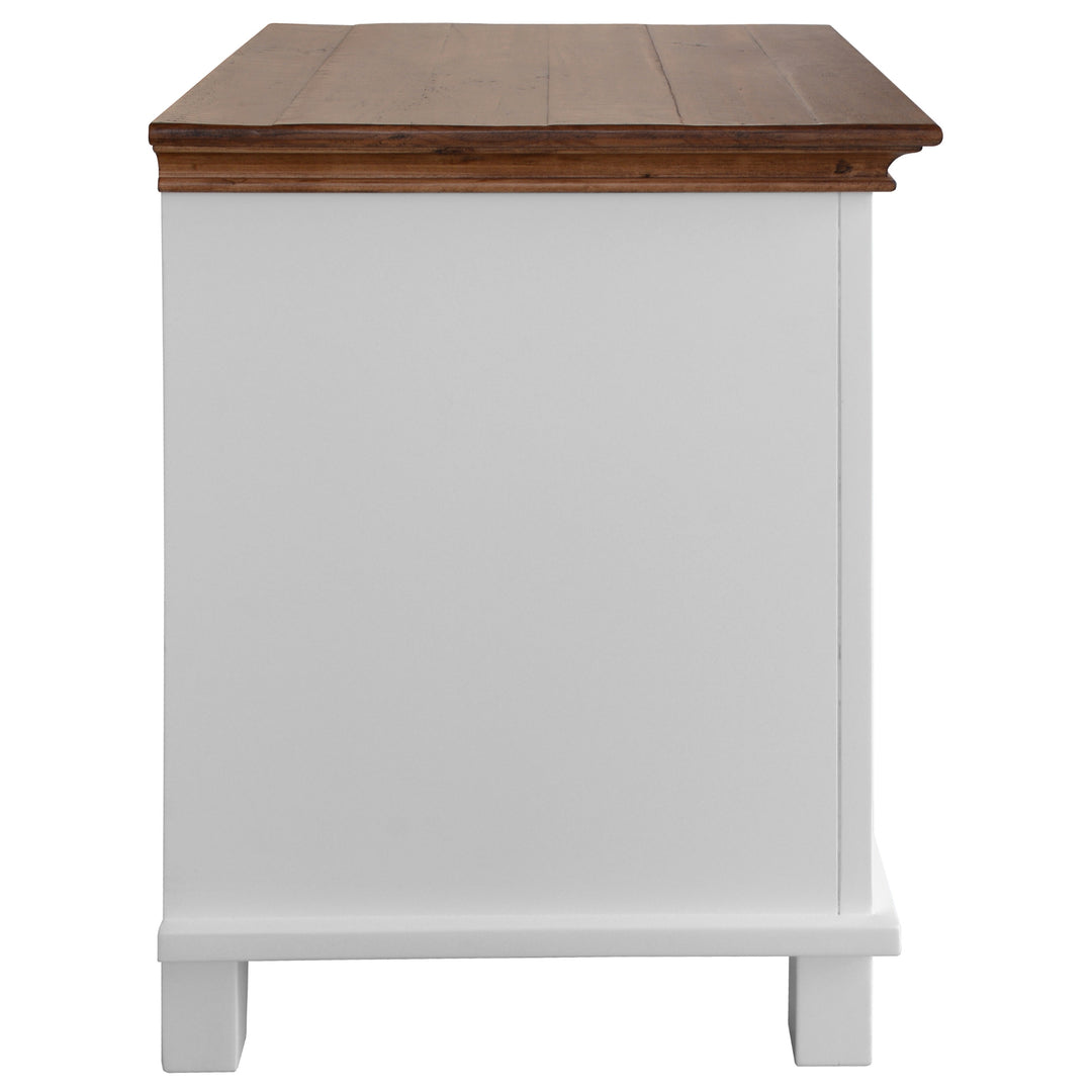 Hampton Style Bedside Table with 3 Drawers - Solid Pine Wood