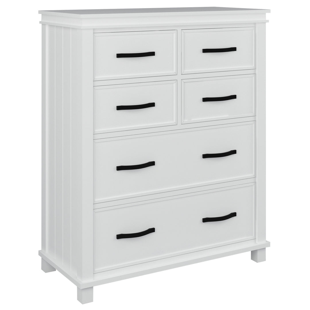 Traditional Style 6-Drawer Tallboy with Solid Acacia Wood - White