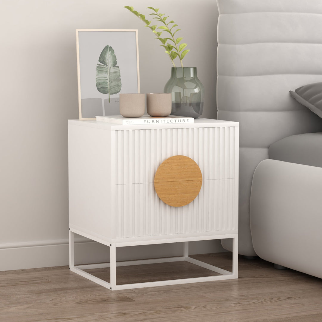 Belmonte Fluted Bedside Table in White