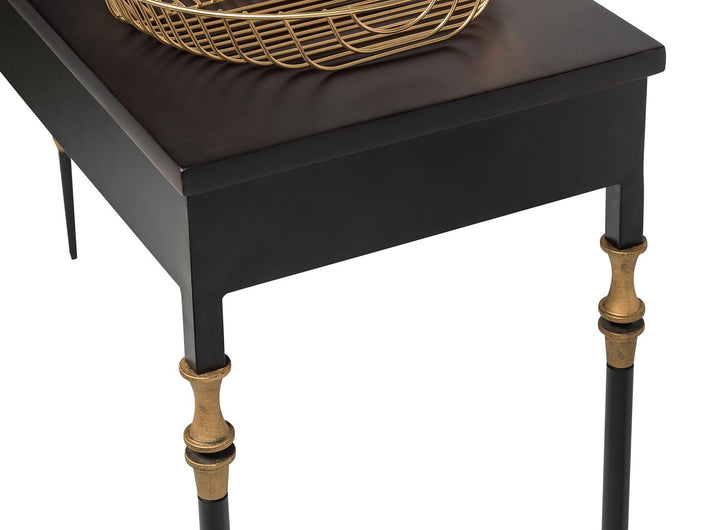 Gold Black Wooden Slim Hallway Console Table