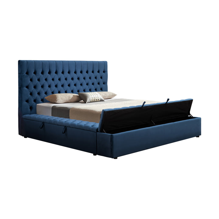 Anna Bedframe with Premium Velvet Upholstery and Tufted Headboard