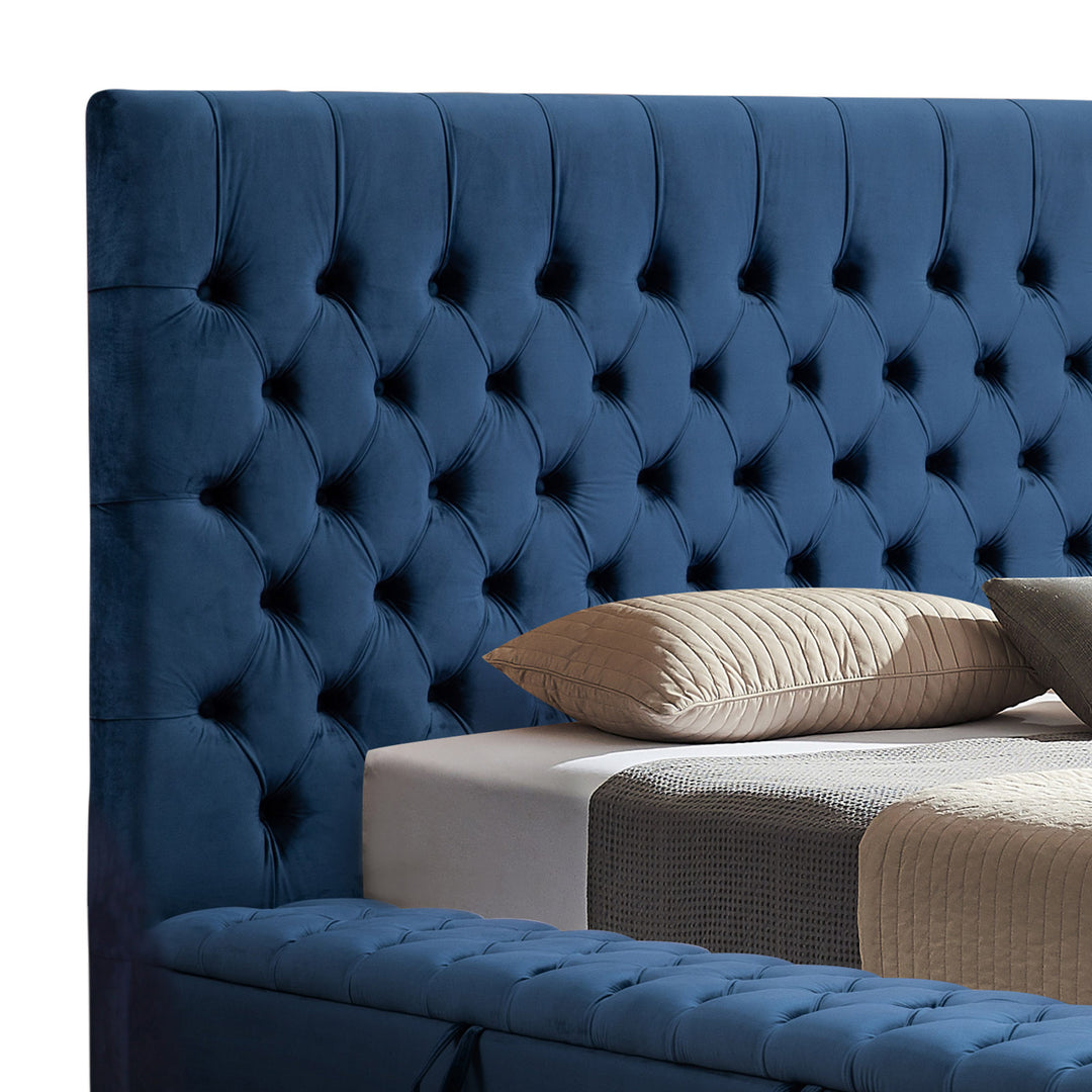 Anna Bedframe with Premium Velvet Upholstery and Tufted Headboard