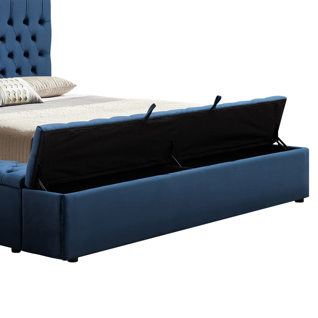 Anna Bedframe with Premium Velvet Upholstery and Tufted Headboard