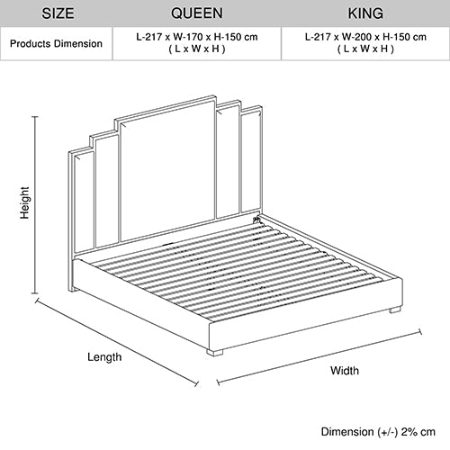 Austin Turquoise Fabric Padded Upholstery Slats Polished Bed Frame