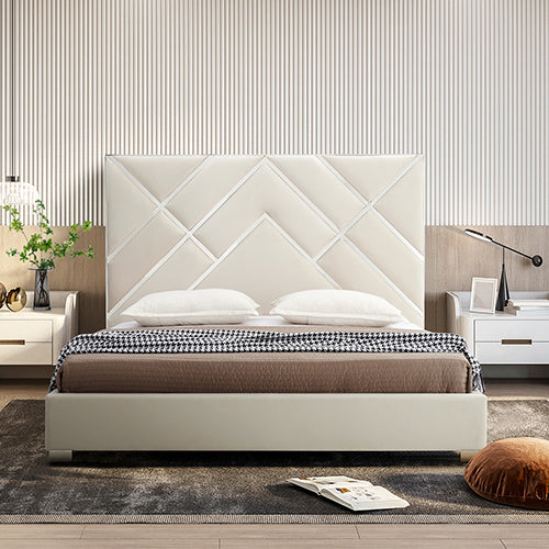 Matrix King Bed Frame - Supreme Quality, Premium Upholstery, Foam-Quilted Headboard