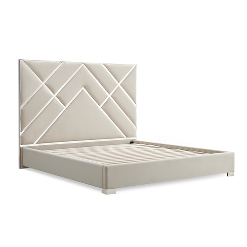 Matrix King Bed Frame - Supreme Quality, Premium Upholstery, Foam-Quilted Headboard