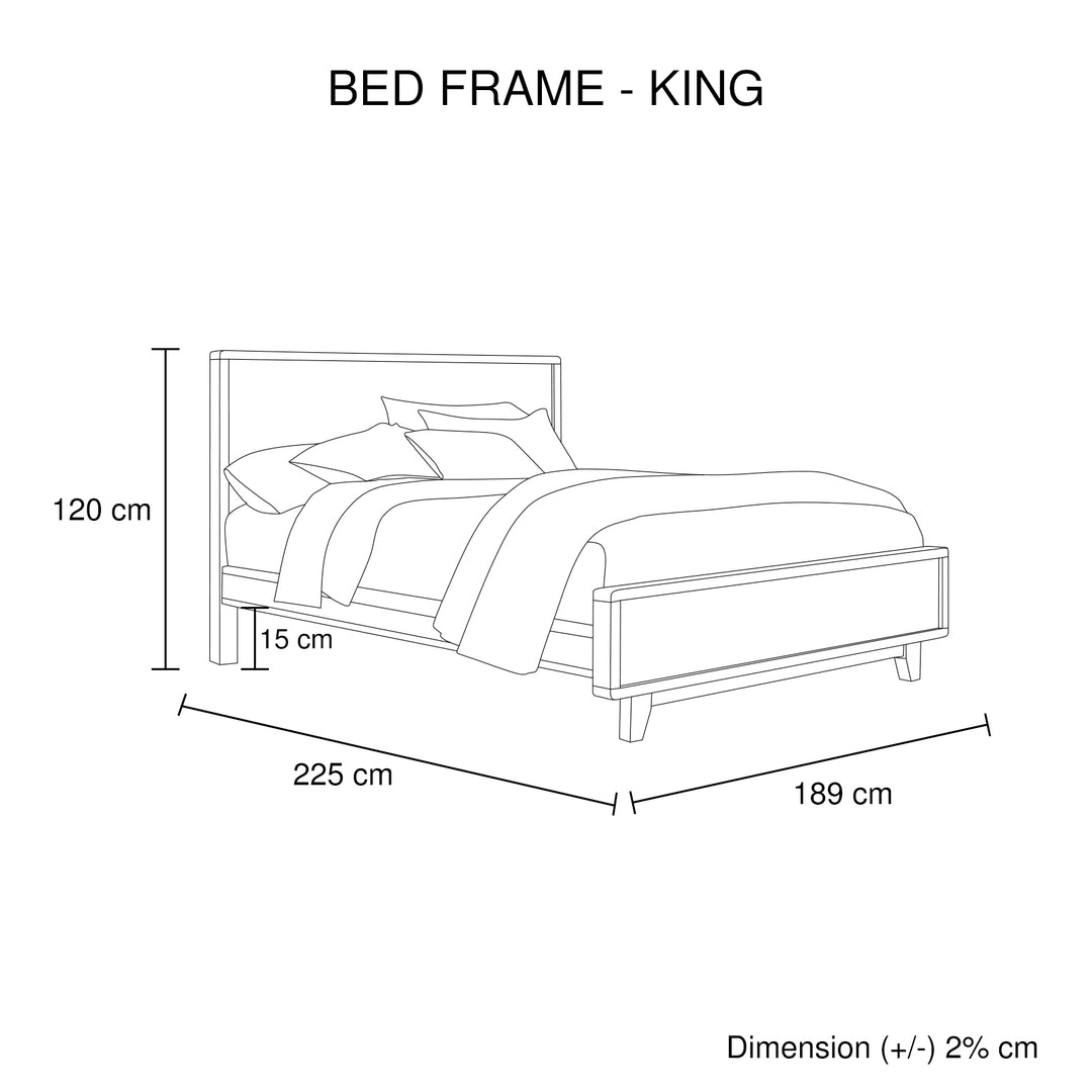 King Size Wooden Bed Frame in Solid Wood Antique Design Light Brown