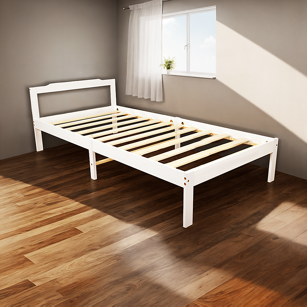 Natural Wooden Bed Frame Single