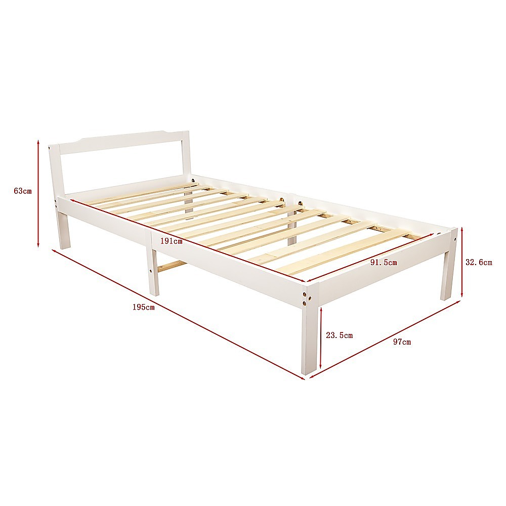 Natural Wooden Bed Frame Single