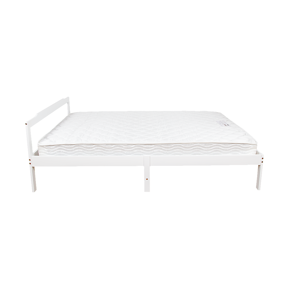 Sturdy Pine Wood Double Bed Frame - White