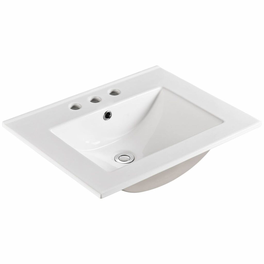 Vanity Top White Ceramic 60cm 3-Taphole