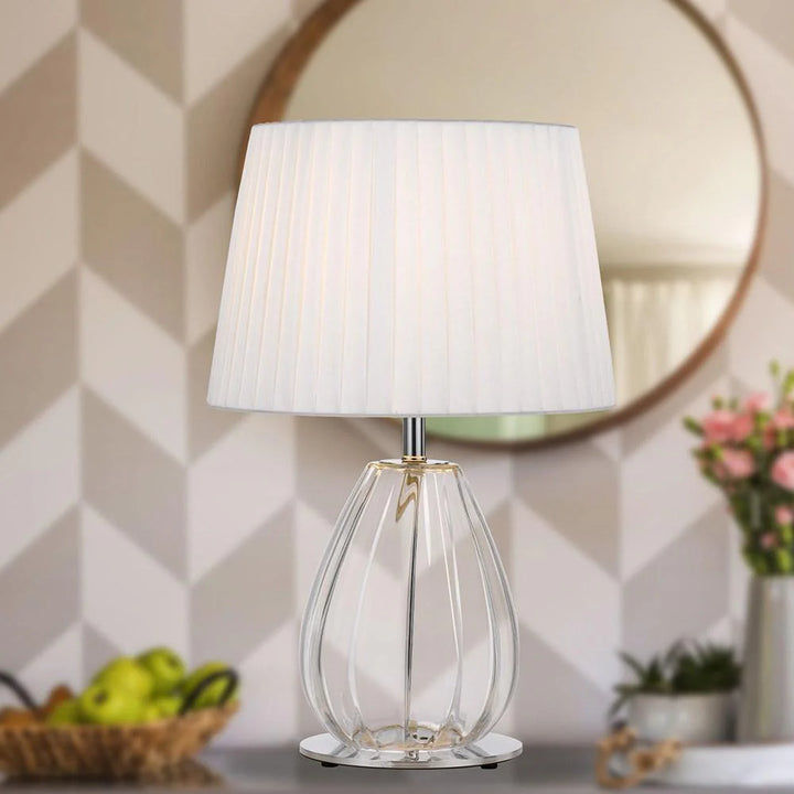 Veana Table Lamp in Antique Gold/Black or Chrome/Ivory