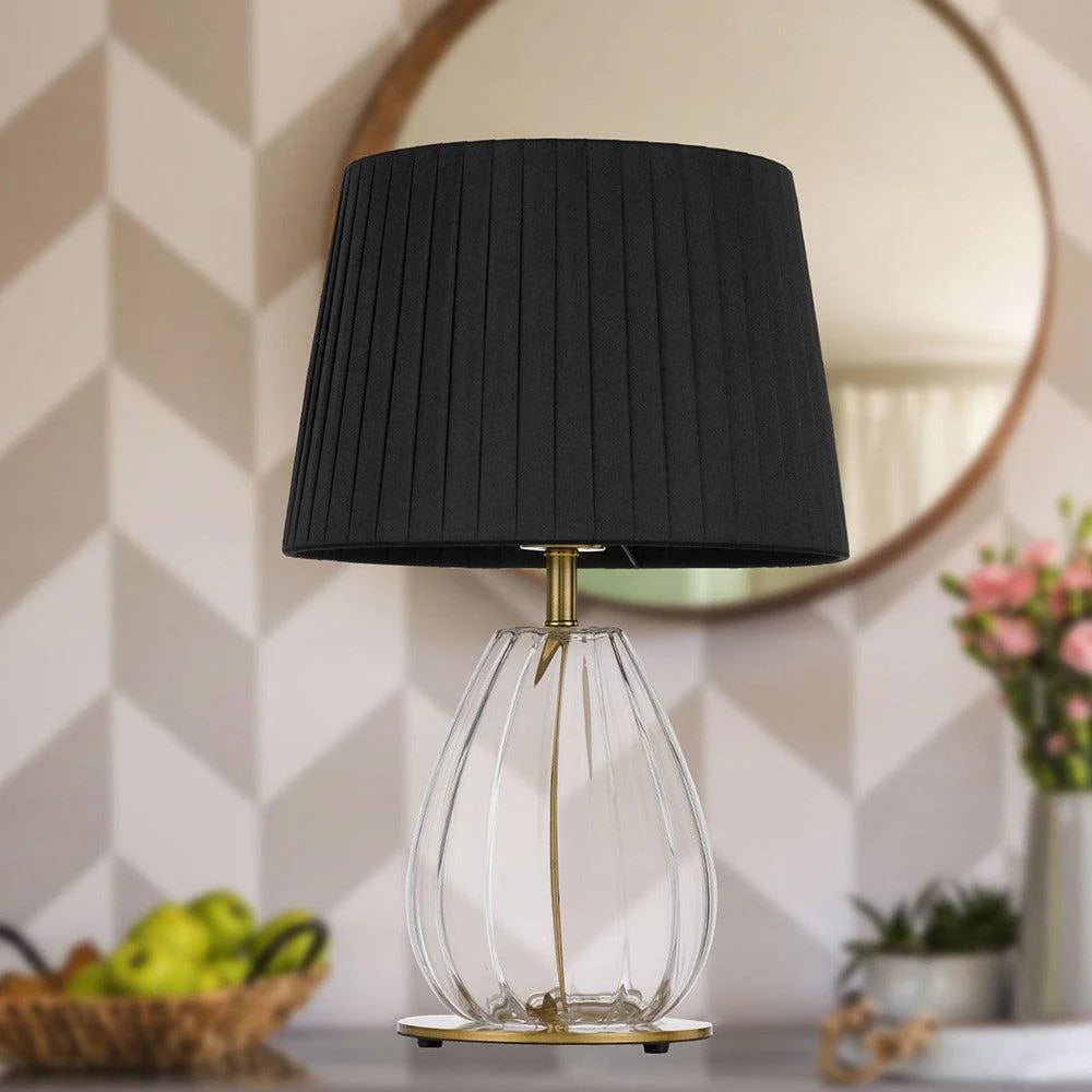 Veana Table Lamp in Antique Gold/Black or Chrome/Ivory