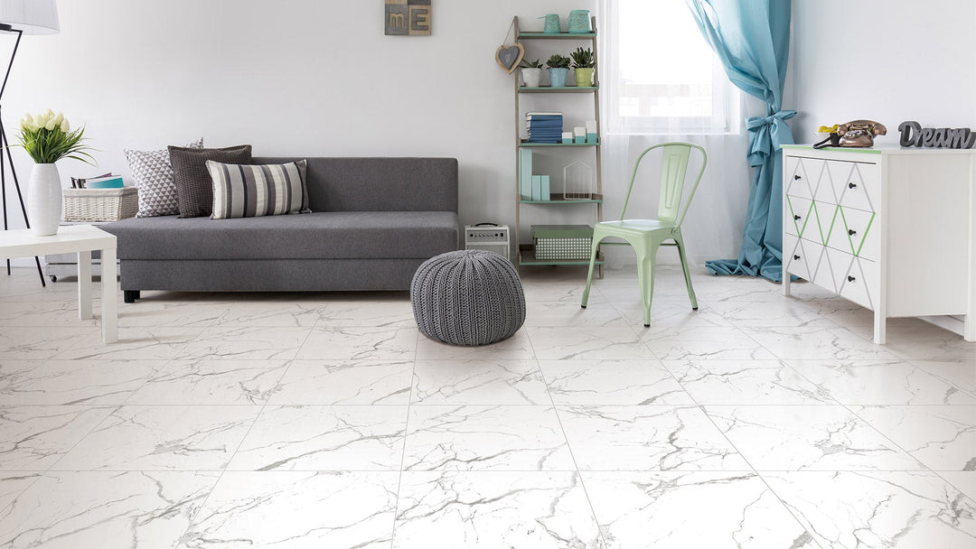 Veneto Carrara Matt 600x600mm Porcelain Tile: Classic Marble Look with Modern Practicality