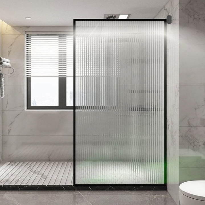 LED Fluted Glass Shower Panel Brushed Stainless Steel