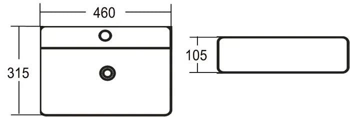 Wall Hung Basin 460x315x105 – Compact Elegance