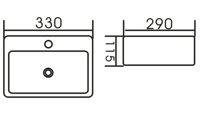 Wall Hung Square Basin 330x290x115 – Sleek and Functional
