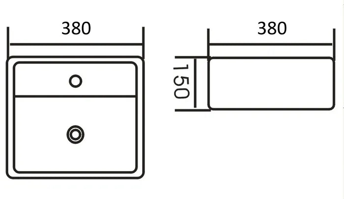 Wall Hung Square Basin 380x380x150 – Modern Elegance