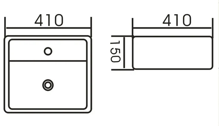 Wall Hung Square Basin 410x410x150 – Sleek and Stylish