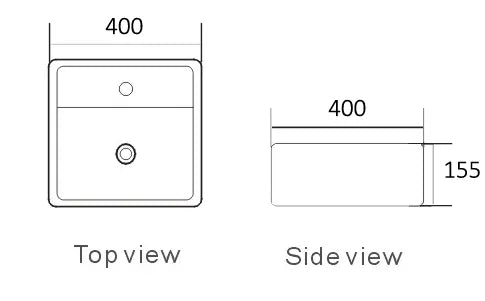 Wall Hung Square Basin 420x400x155 – Modern and Functional