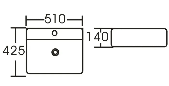 Wall Hung Square Basin 510x425x150 – Stylish Modern Design