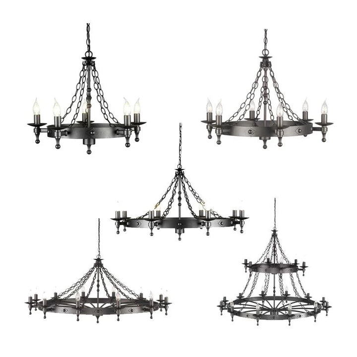 Warwick 5Lt/6Lt/8Lt/12Lt/18Lt Chandelier E14 in Graphite Elstead Lighting - ELS.WR5, ELS.WR6, ELS.WR8, ELS.WR12, ELS.WR18