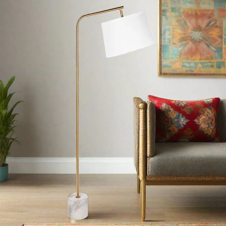 Waverly Marble Floor Lamp in Brass / White