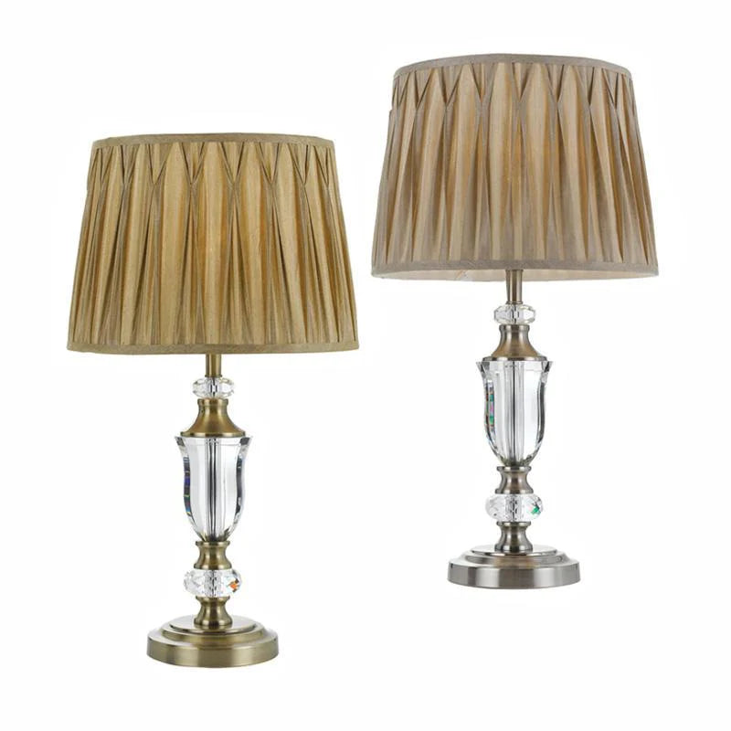 Wilton Table Lamp in Antique Brass/Gold or Nickel/Cream