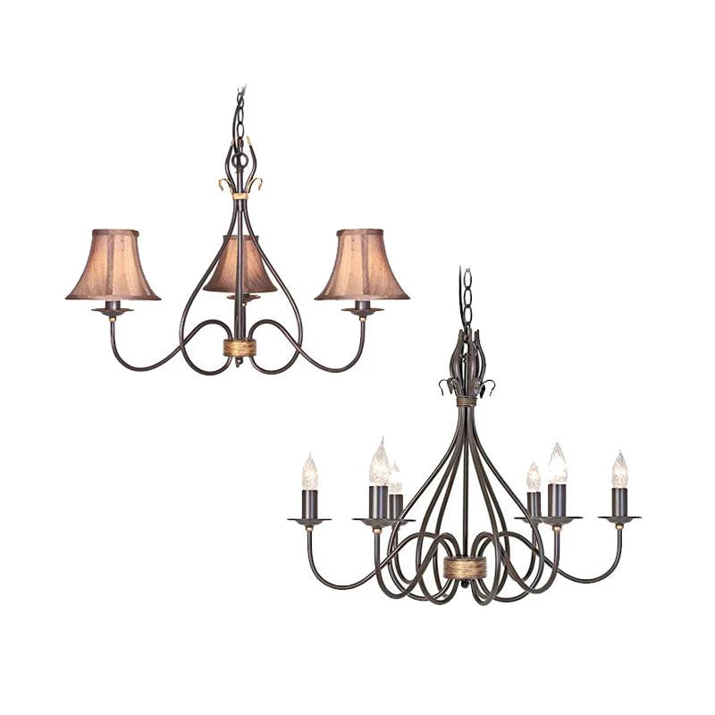 Windermere 3Lt/6Lt Chandelier E14 in Rust/Gold Elstead Lighting - ELS.WM3, ELS.WM6