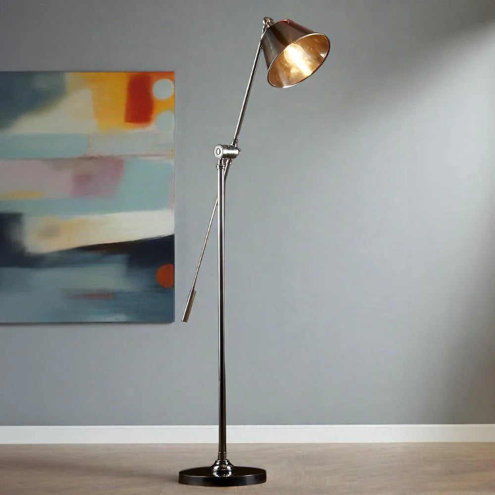 Winslow Floor Lamp in Antique Brass or Silver Emac & Lawton Lighting