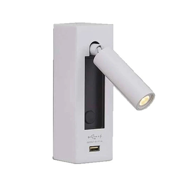 Winslow Surface Mounted LED Wall Light 1w w/ USB Port in White or Black (3000k) Decrolux - LC4055, LC4056