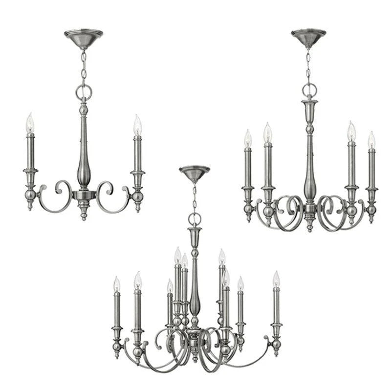 Yorktown 3Lt/5Lt/9Lt Chandelier E14 in Antique Nickel Elstead Lighting -ELS.HK-YORKTOWN