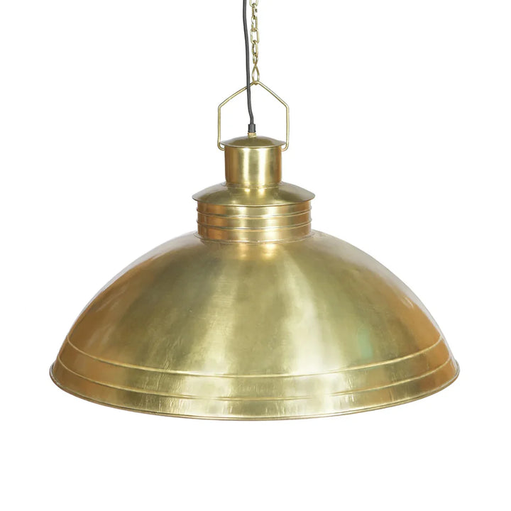 Sheldon Iron Shallow Dome Pendant Light Large in Antique Copper or Antique Brass