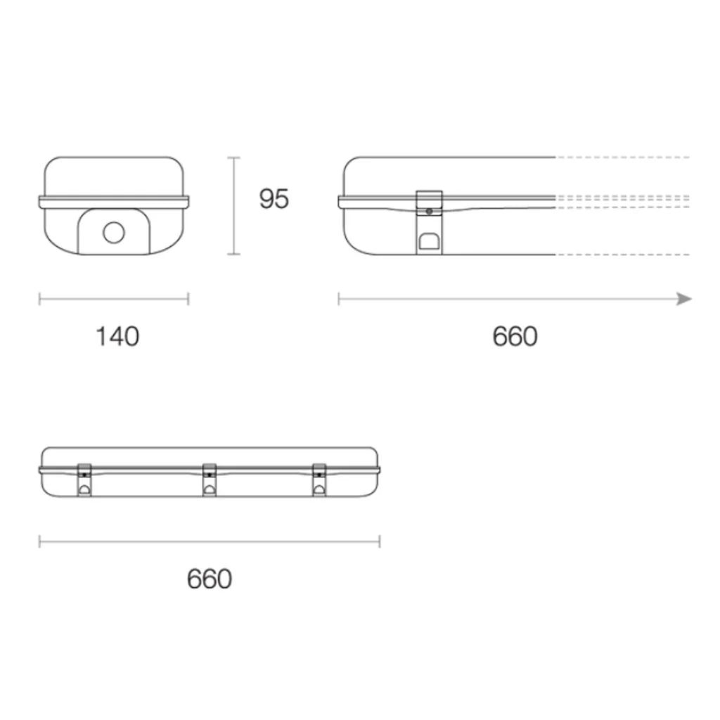 ZWP22 Weatherproof 17w LED Batten Light 4000k in White