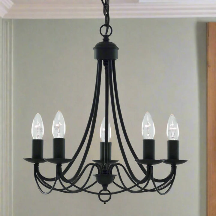 Alyssa Antique Metal Pendant Light - Black, Satin Chrome or Antique Brass, 5 Lights, PL0033