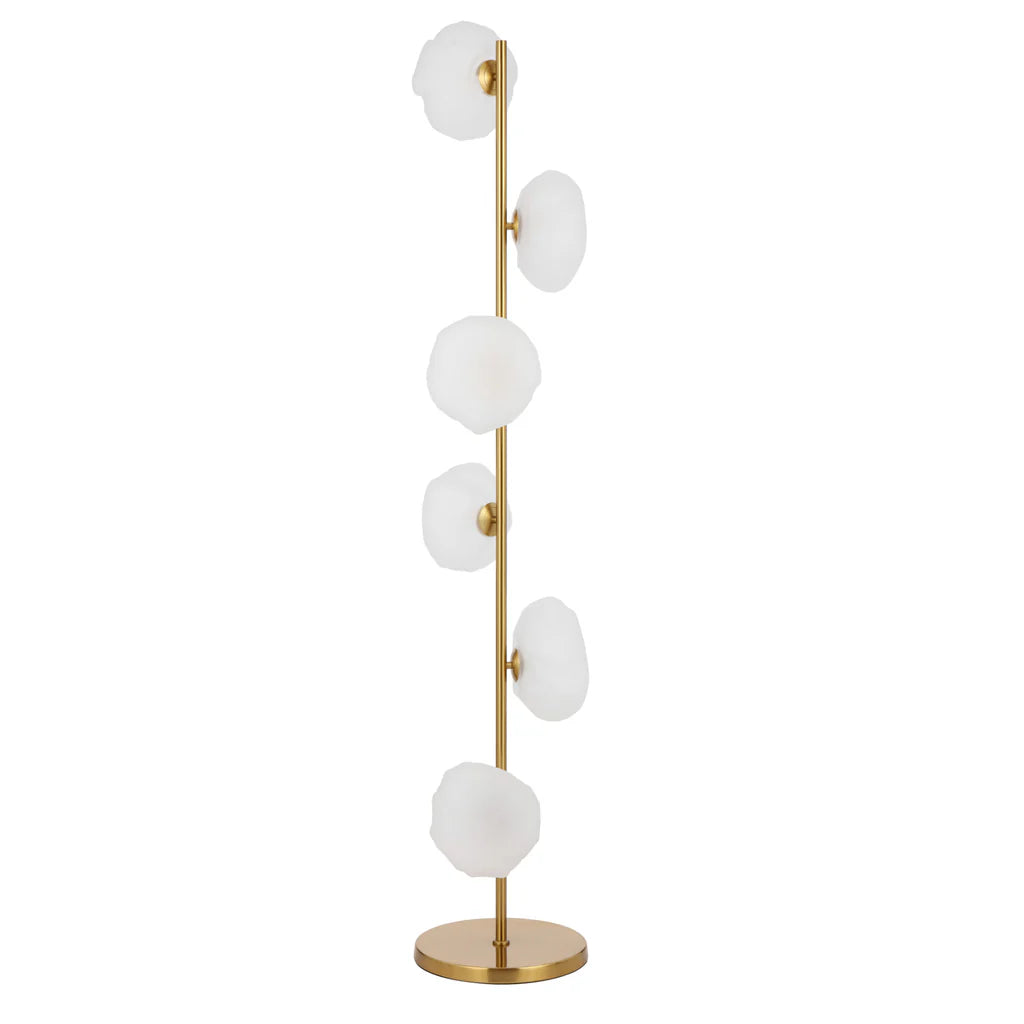 Zecca 6Lt Floor Lamp in Antique Gold & Frost