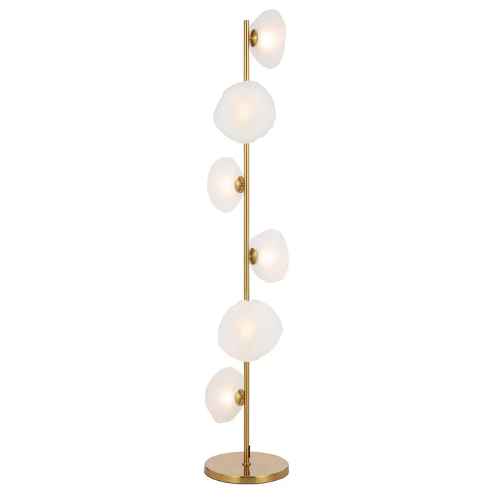 Zecca 6Lt Floor Lamp in Antique Gold & Frost