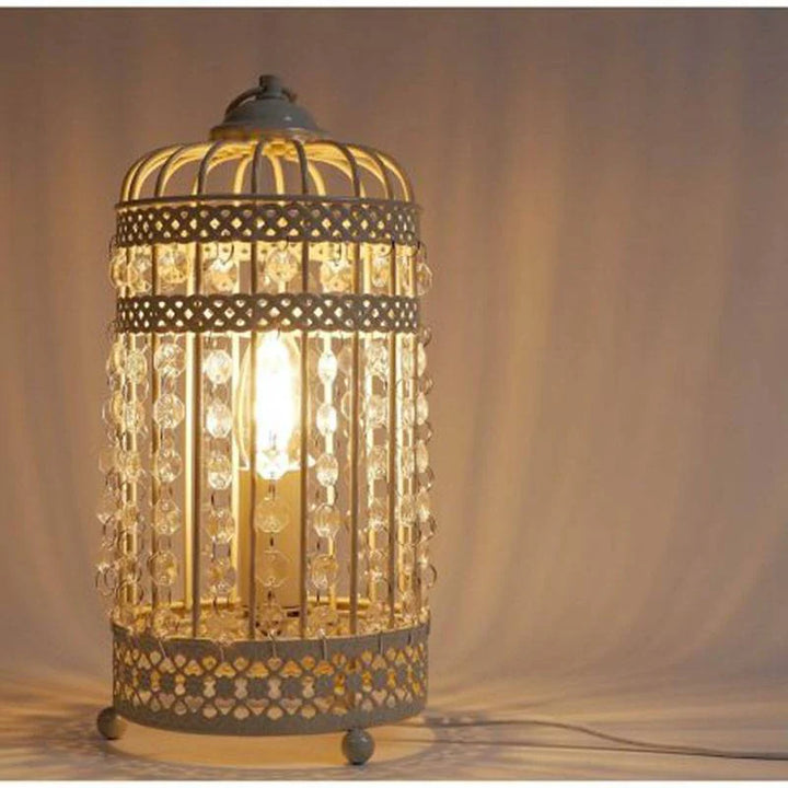 Zoe Charming Birdcage Iron Table Lamp - White, 300mm High, PL0018