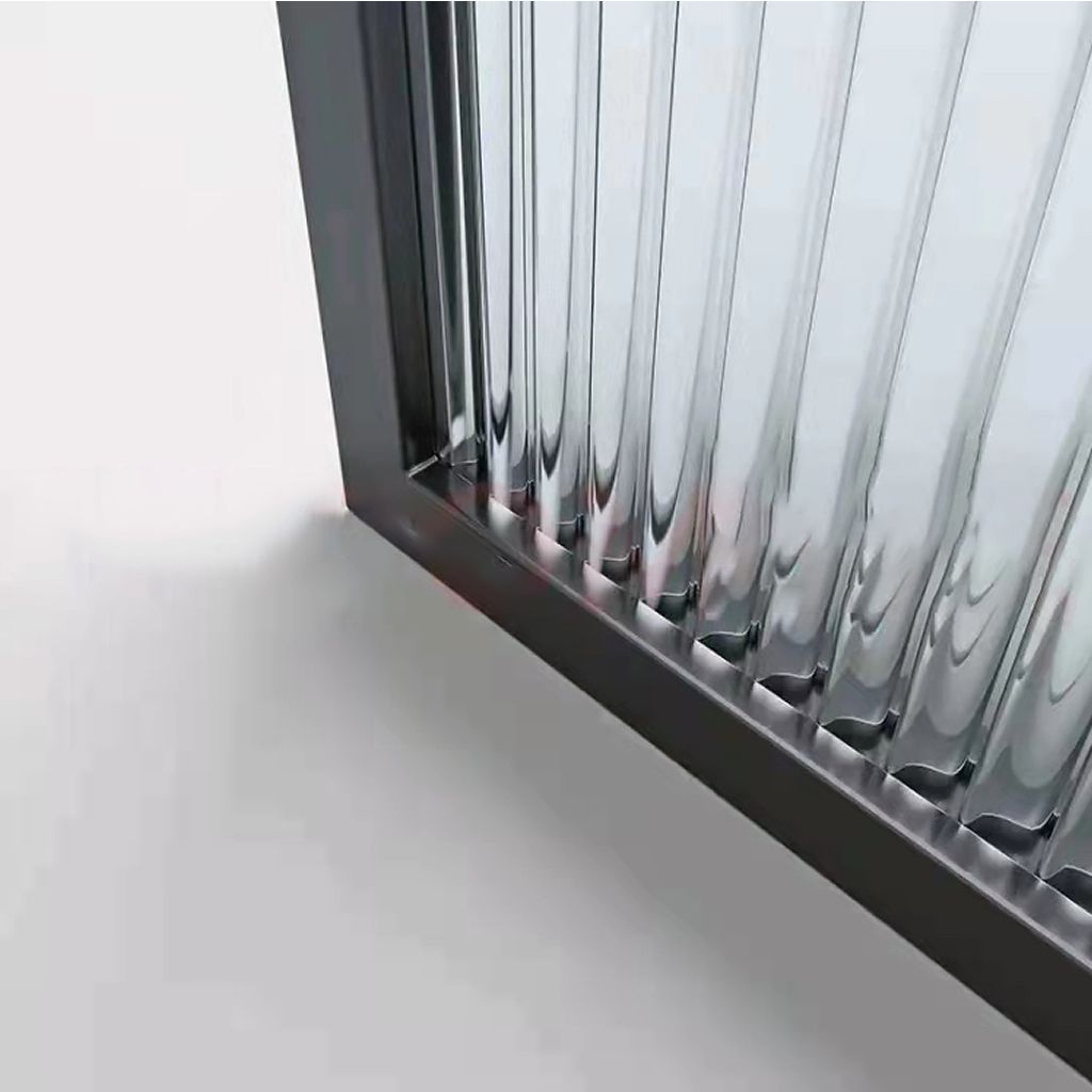 LED Fluted Glass Shower Panel Matte Black Stainless Steel
