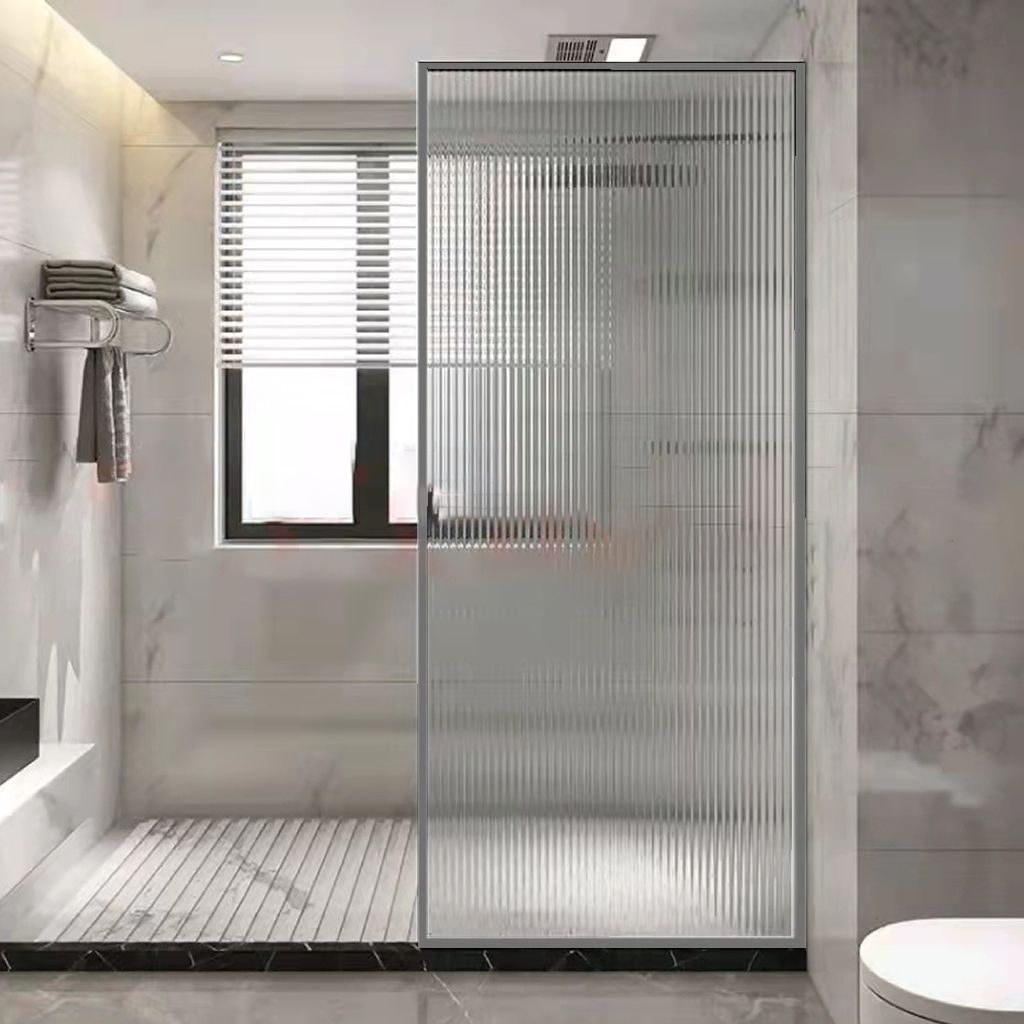 Fluted Glass Shower Panel Brushed Stainless Steel