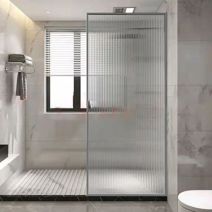 Fluted Glass Shower Panel Brushed Stainless Steel