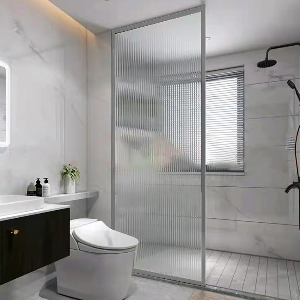 Fluted Glass Shower Panel Brushed Stainless Steel